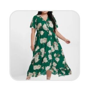 Bloomchic Green Floral Wrap Dress Size 20